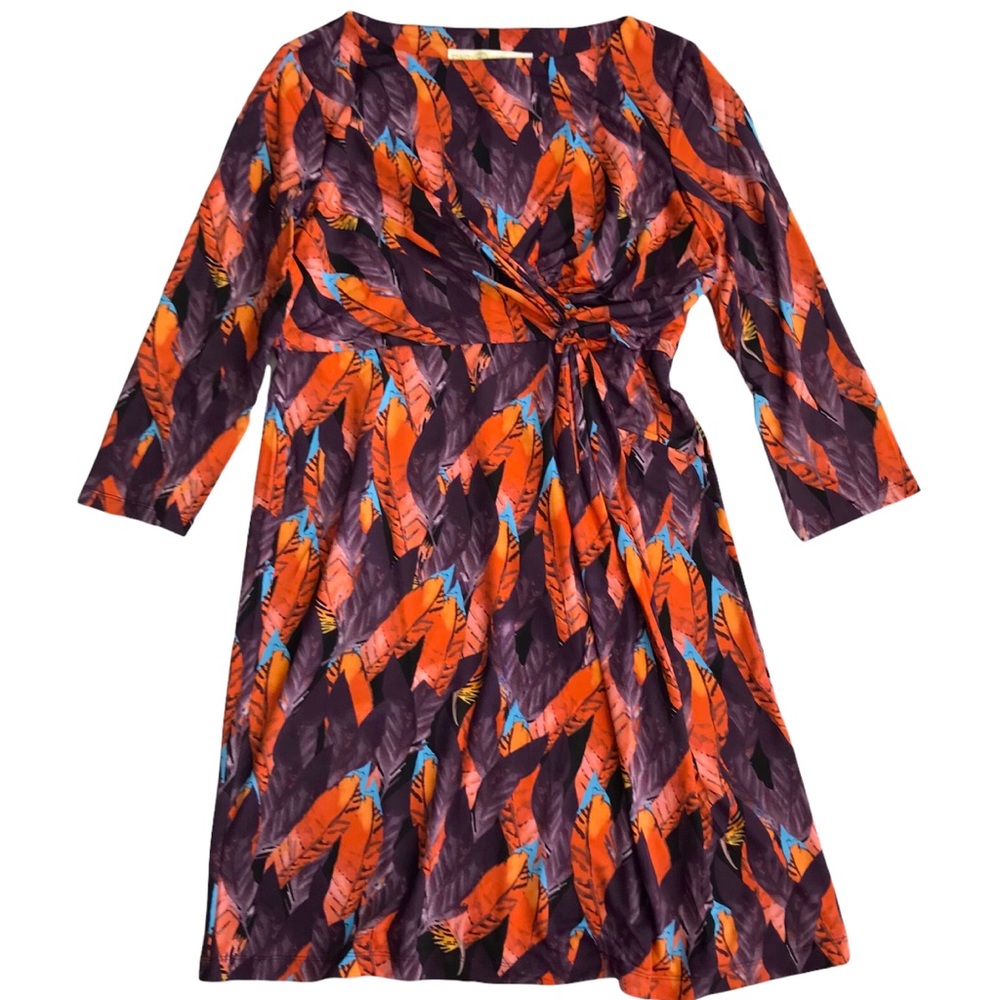 Tracy Negoshian Multicolor Feather Knotted Dress